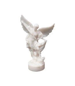 Saint Michael statue in white alabaster (12cm)