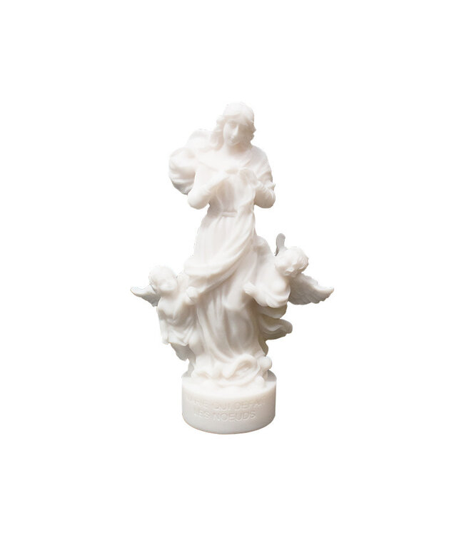 White alabaster statue of Mary undoer of knots (17cm)
