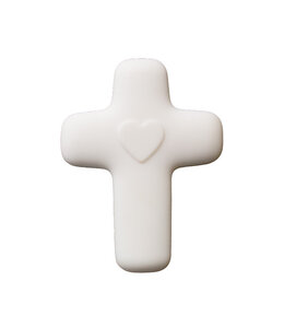 Croix de l'amour en albâtre avec coeur blanc