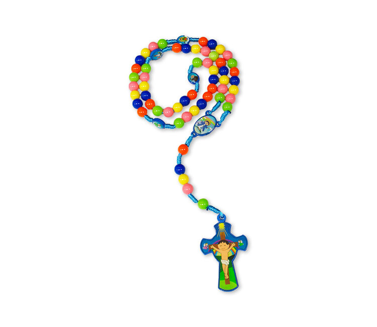Chapelet collier grains bois médaille Saint Joseph 62 cm | vente en ligne sur