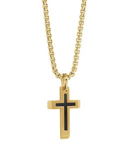 Italgem Matt and polished black cross necklace