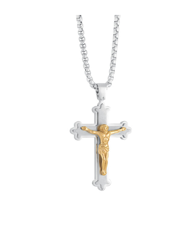 Italgem Collier croix de Jésus brossée et polie