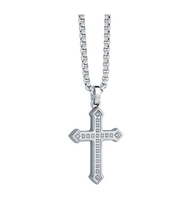 Italgem Collier croix romaine avec zircons cubiques