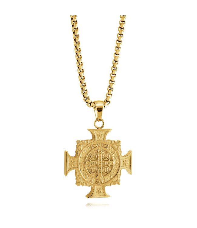 Italgem Reversible Saint Benedict cross necklace