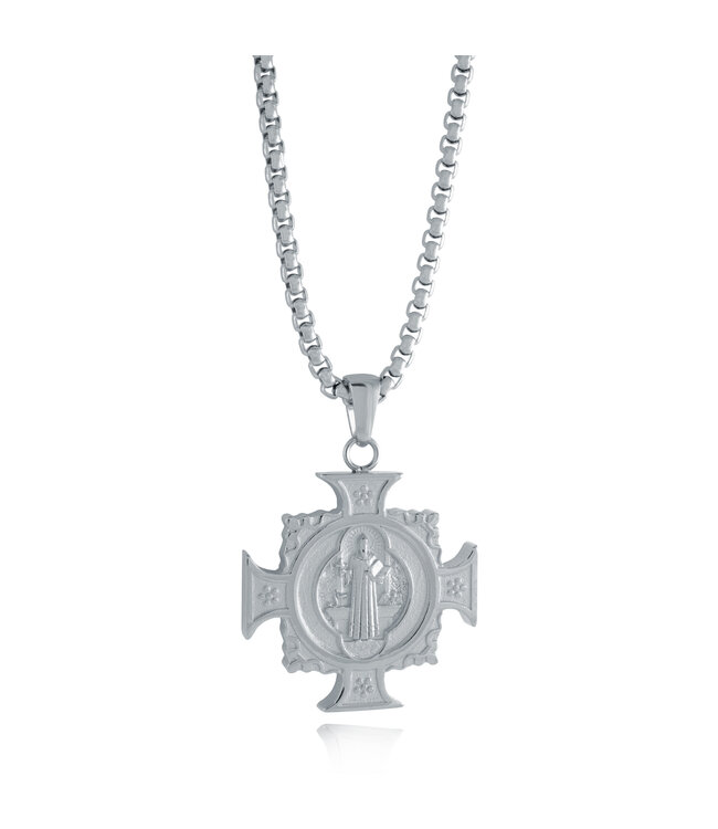 Italgem Reversible Saint Benedict cross necklace