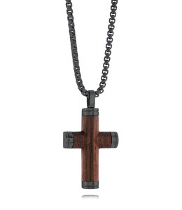 Italgem Matte wood cross necklace