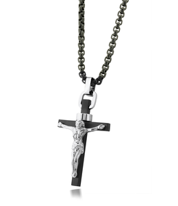 Italgem Collier croix noire mate et polie