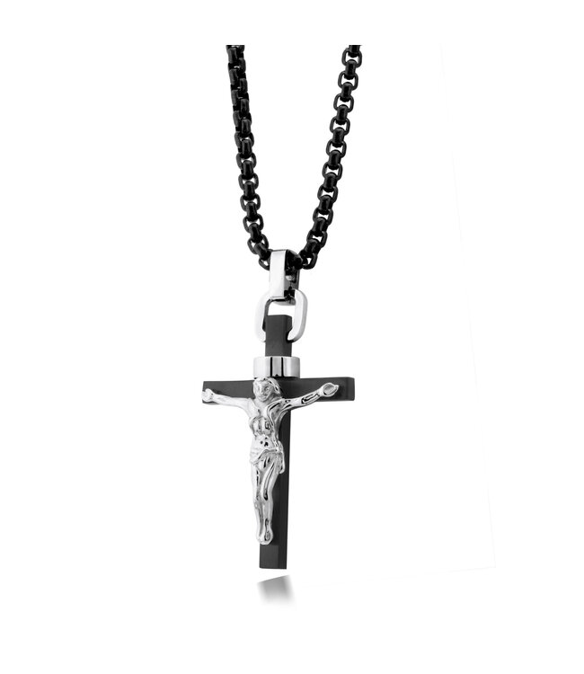 Italgem Collier croix noire mate et polie