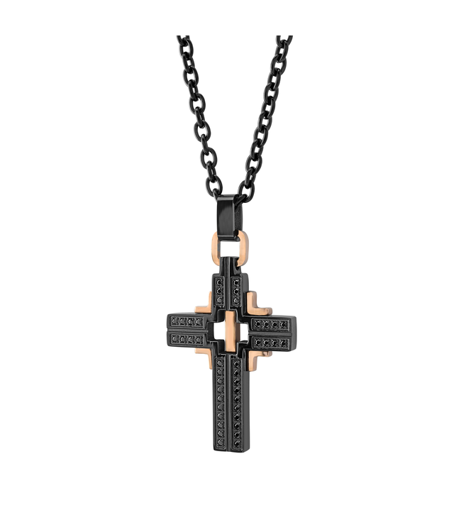 Italgem Collier croix noire et spinelle