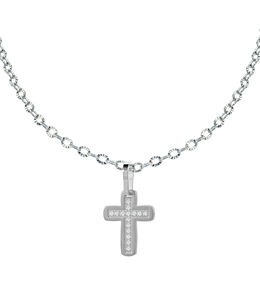 Italgem Brushed and polished cross necklace with cubic zirconia