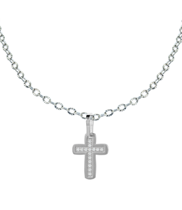 Italgem Collier croix brossée et polie avec zircons cubiques