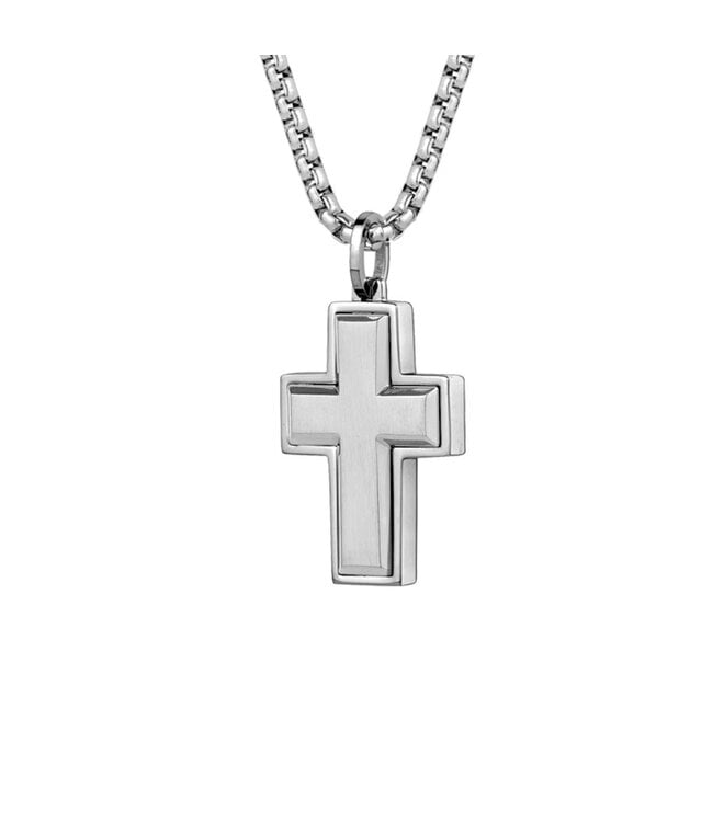 Italgem Brushed center cross necklace