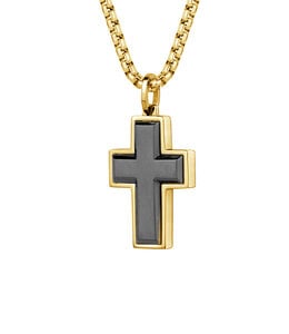 Italgem Collier croix centrale noire et brossée