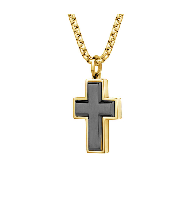 Italgem Collier croix centrale noire et brossée