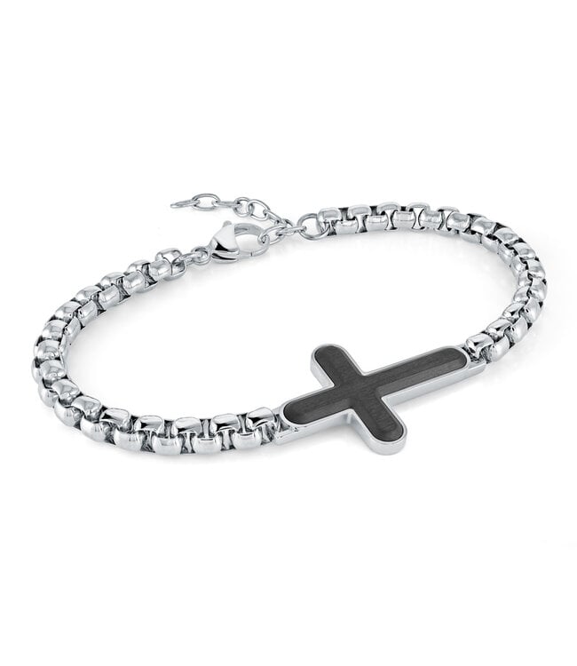 Italgem Carbon fiber cross bracelet with round chain