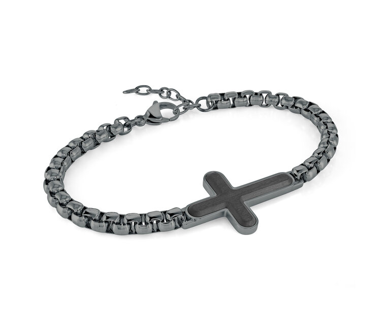 Mens Cross Bracelet with Carbon Fiber Stainless Steel Mens Cross Bracelet with Carbon Fiber Stainless Steel