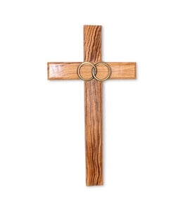 Croix de mariage en bois d'olivier