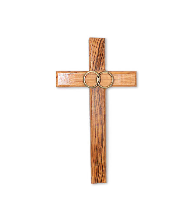 Croix de mariage en bois d'olivier