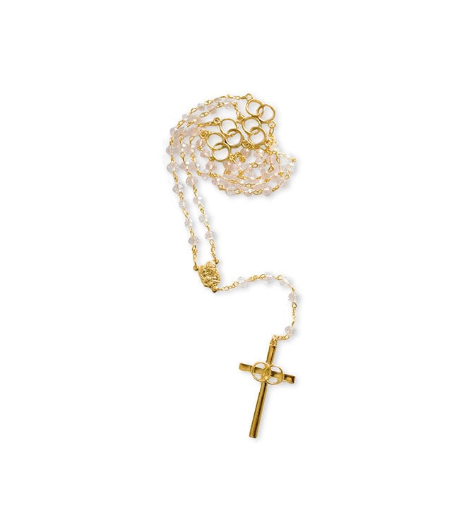 Crystal imitation wedding rosary on gold chain