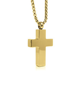 Italgem Collier à croix avec urne en acier inoxydable plaqué or
