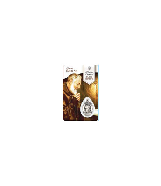 Medal card of Saint Padre Pio (french)