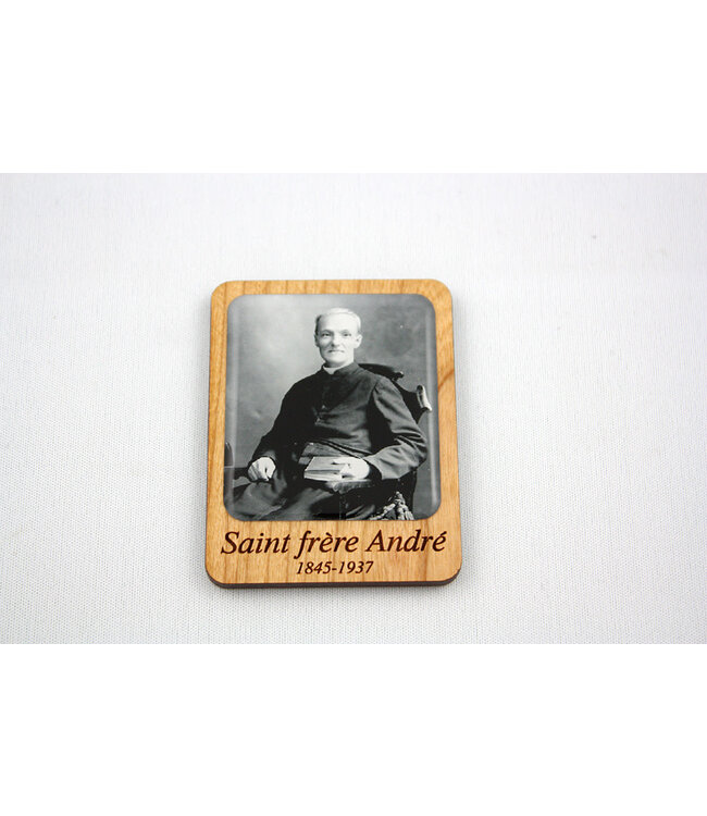 Aimant en bois saint frère André (noir et blanc)