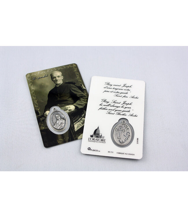 Medal card : Saint Brother Andre (sepia) - Bilingual