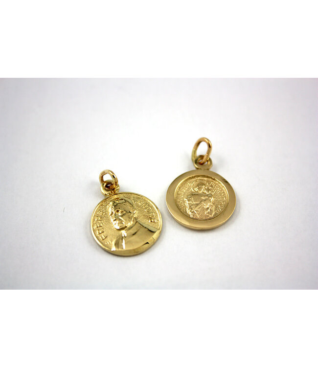 Médaille frère André / Saint Joseph, or 10k (15mm)