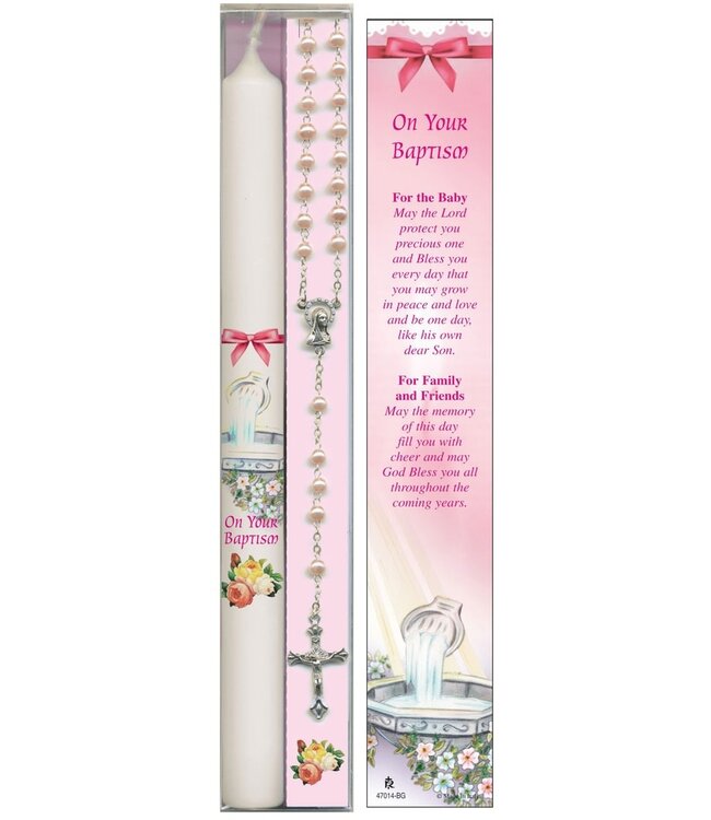 Ensemble pour fille Chapelet-Chandelle (anglais) Baptême