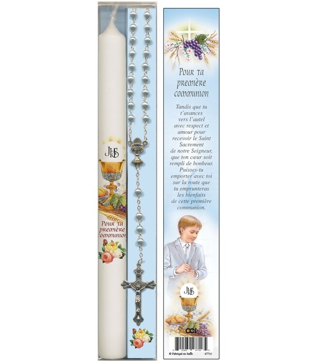 Ensemble pour garçon , Chapelet-Chandelle Première Communion