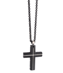 Italgem Matt and polished black cross necklace