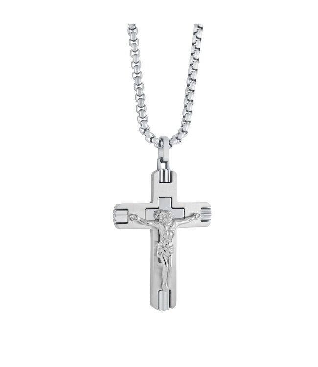Italgem Collier croix de Jésus brossée et polie