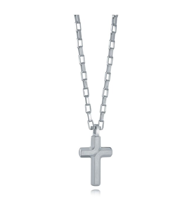Italgem Brushed and polished cross necklace