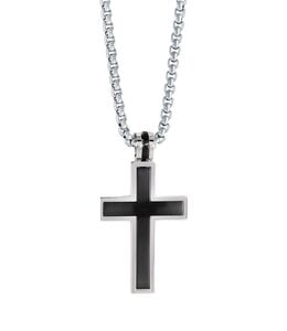 Italgem Black carbon fiber cross necklace