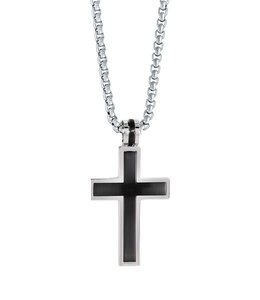 Italgem Collier croix en fibre de carbone noire