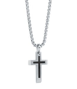 Italgem Collier croix noire mate et polie