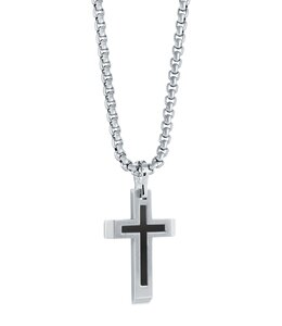 Italgem Matt and polished black cross necklace