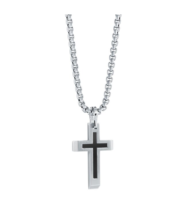Italgem Collier croix noire mate et polie