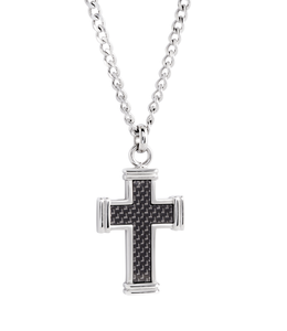 Italgem Collier croix en fibre de carbone noire