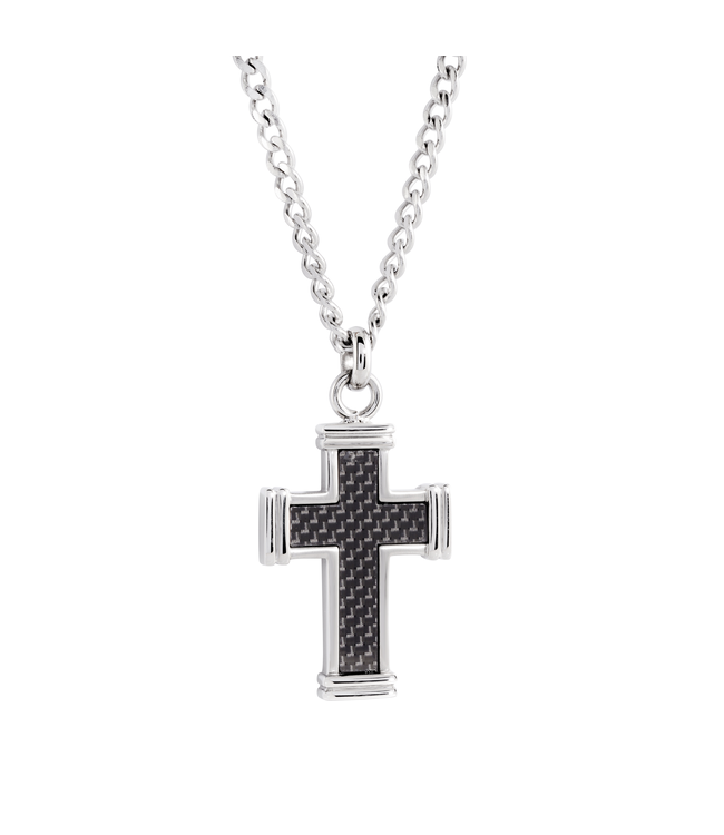 Italgem Collier croix en fibre de carbone noire