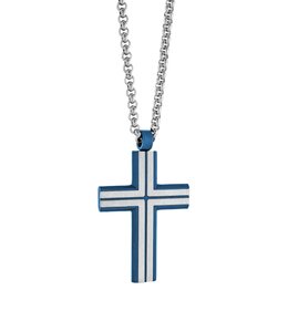 Italgem Collier croix bleue mate