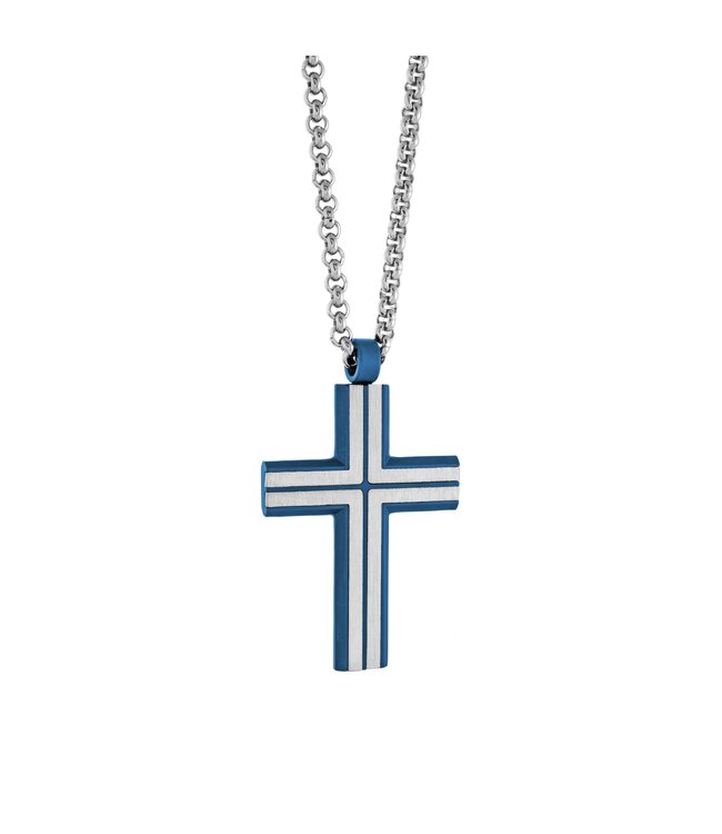 Italgem Collier croix bleue mate