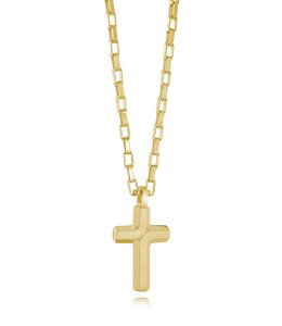 Italgem Collier croix en acier inoxydable plaqué or