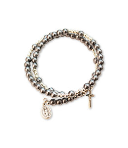 Bracelets-chapelet hématite et bille argenté fil de fer