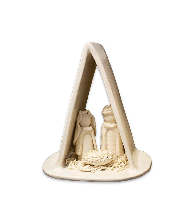 Crèche artisanale en grès blanc émaillé - modèles variés