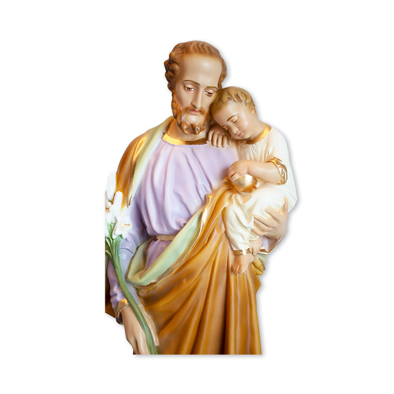 STATUE DE SAINT Joseph de Sully à l'Enfant Jésus plâtre EUR 140,00