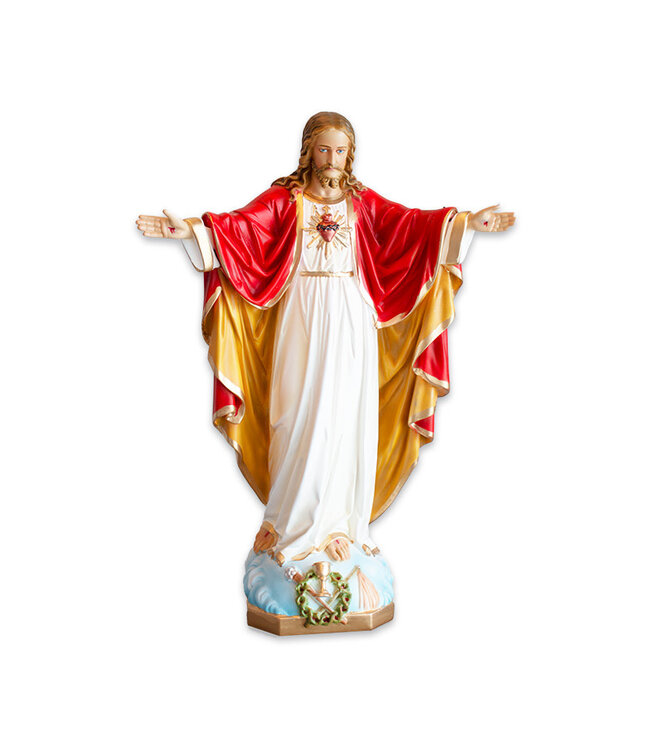Statue Sacré-Coeur de Jésus plâtre naturel (61cm)