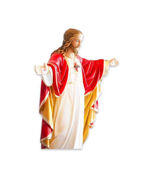 Statue Sacré-Coeur de Jésus plâtre naturel (61cm)