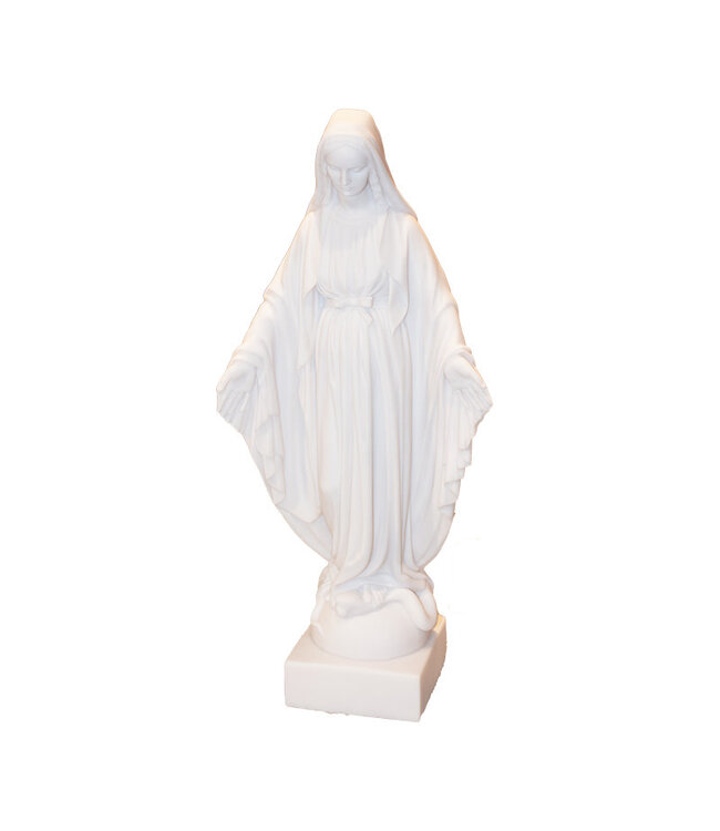 Statue Vierge Miraculeuse en albâtre blanc (51cm)