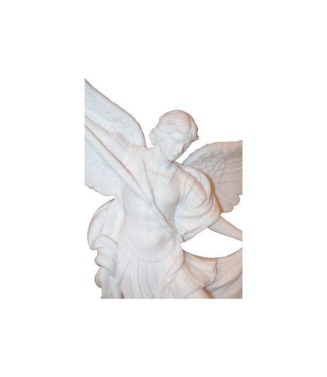 Saint Michael statue, white alabaster (50cm)